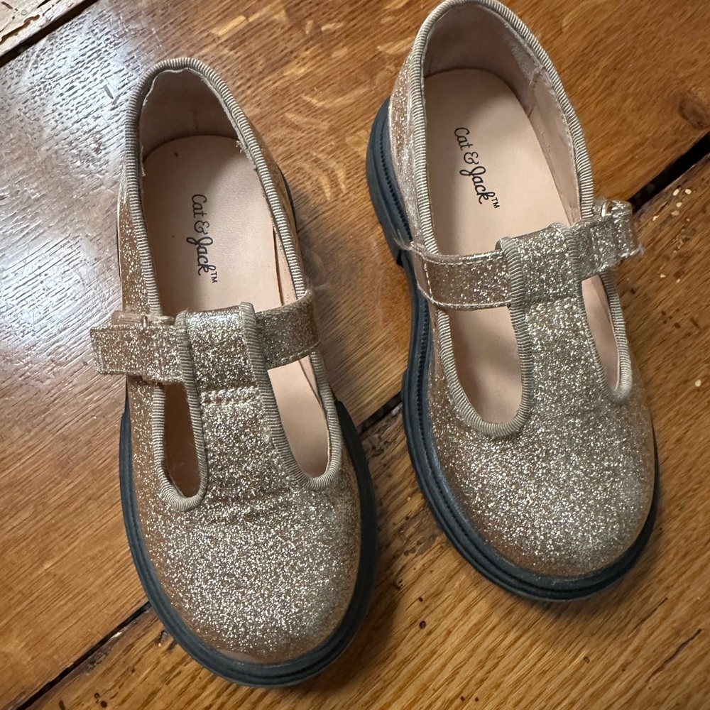Cat & Jack Glittery Gold Dress Shoes